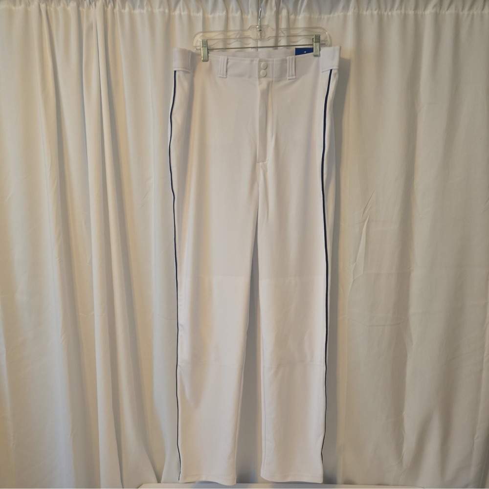 Rawlings Men's White Blue Semi-Relaxed Fit Baseball Pants XL X-Large NWT NEW